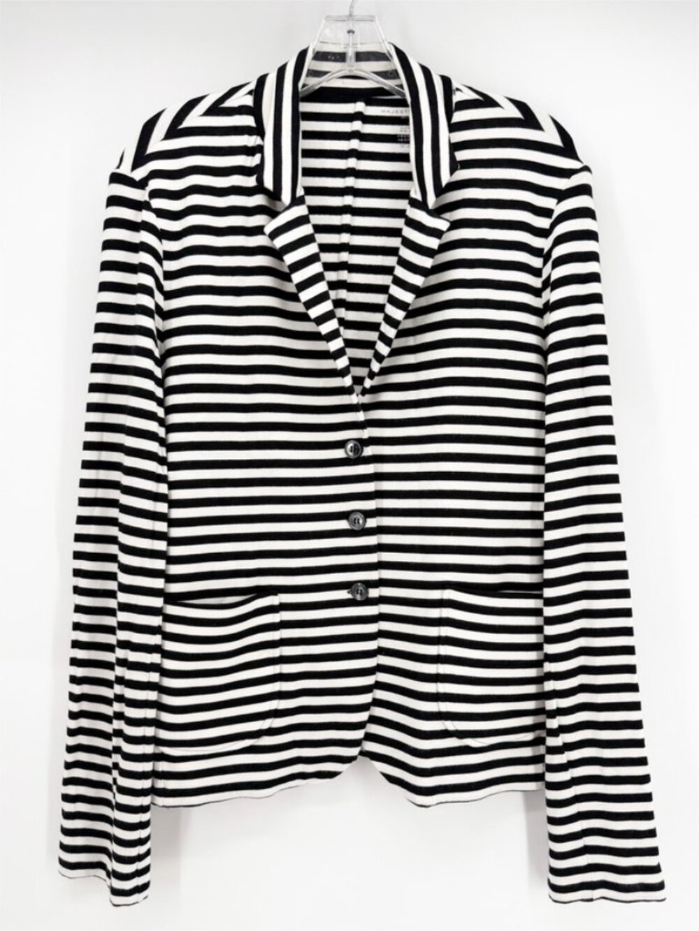 Majestic Filatures Blazer Jacket Black Stripe French Terry Stretch 5/XL